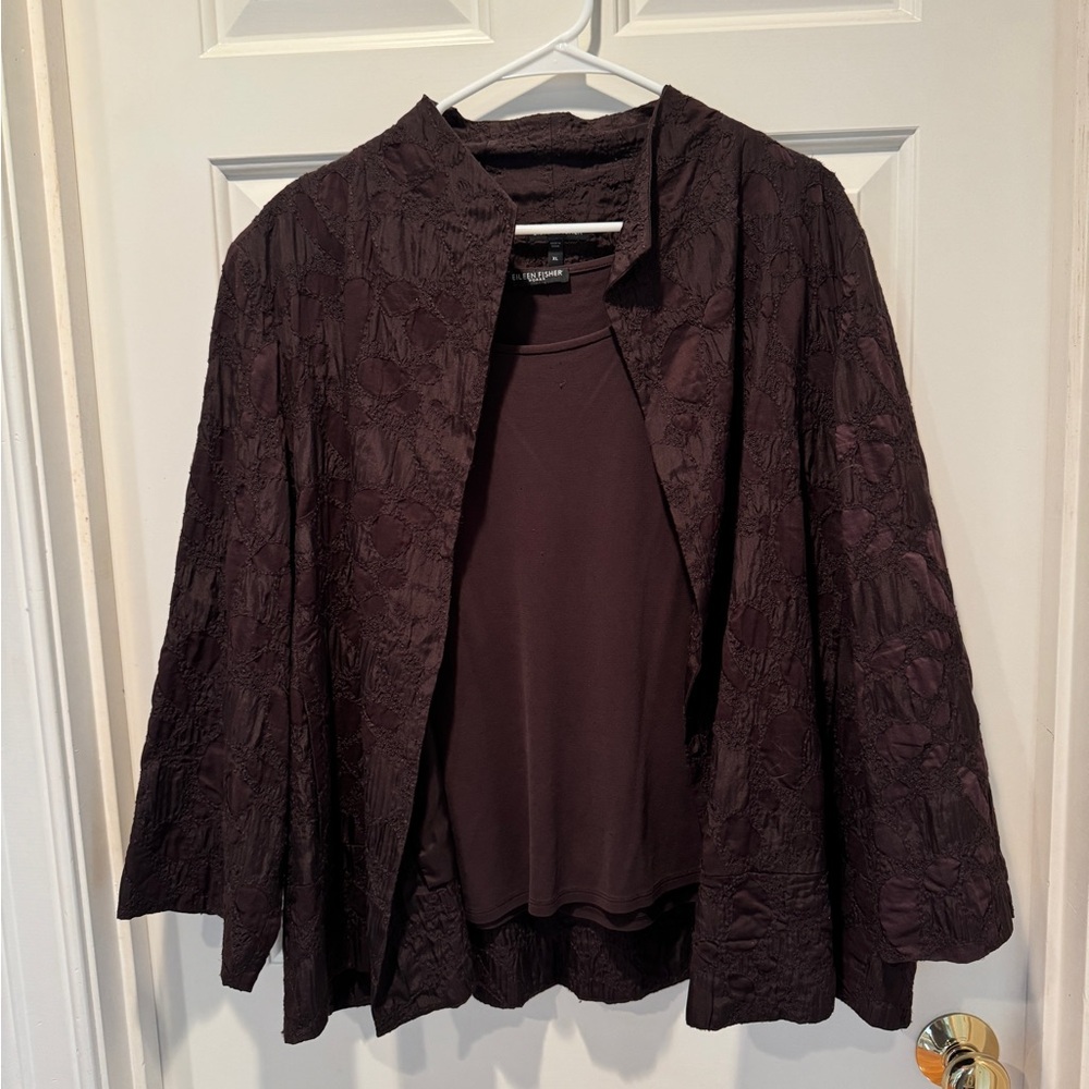 Eileen Fisher Silk Brown Tank + Jacket